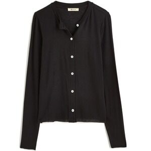 Madewell Wool-Blend Gauzy Crewneck Cardigan Button Black Size XXS NWT NT727